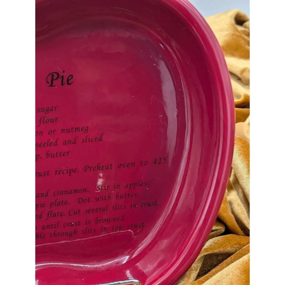 Harvest Red Ceramic Apple Shaped Pie Dish Pan Recipe Base Cottagecore Vintage